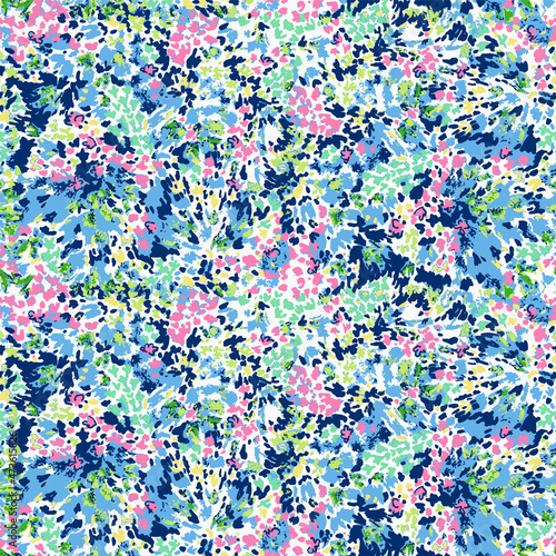 Abstract bushy meadow seamless repeat tile pattern background on black