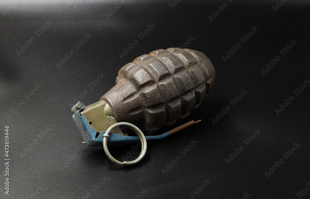 Obraz premium American hand grenade on black background