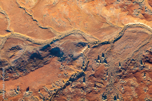 Dry arid landscape from central South Australia. Aerial images over the Painted Desert, Dry Creek Beds, and scrub bushland photo
