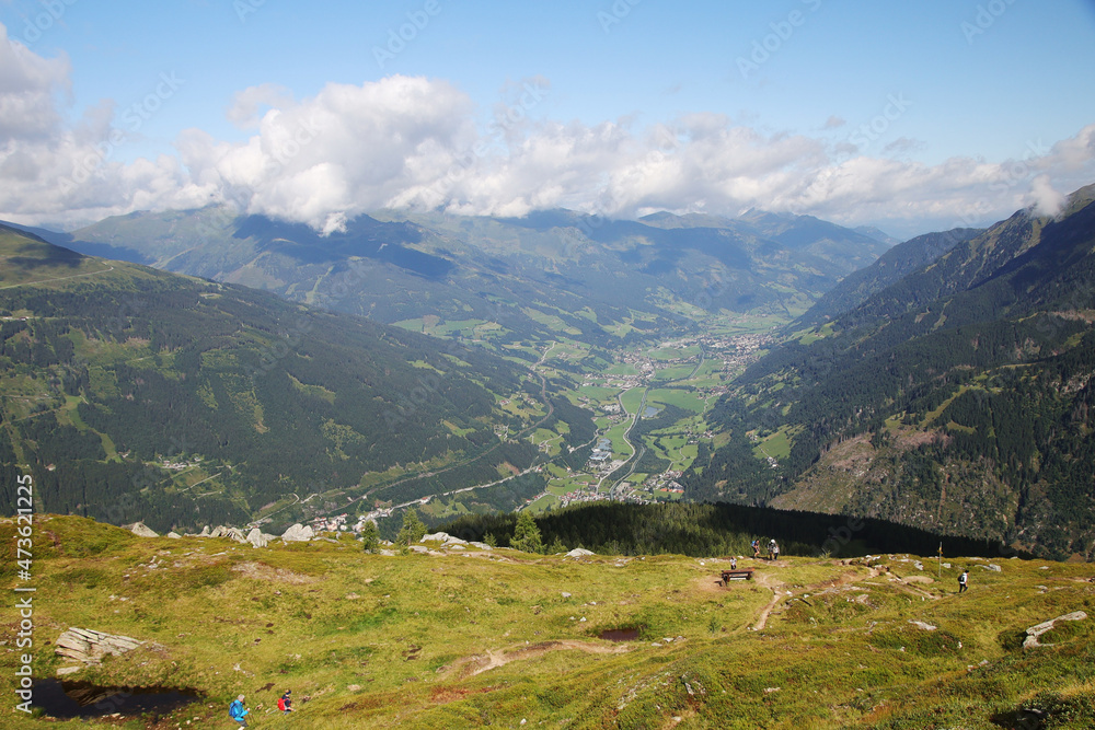 Panorama of Gastein valley from Graukogel mountain, Austria
