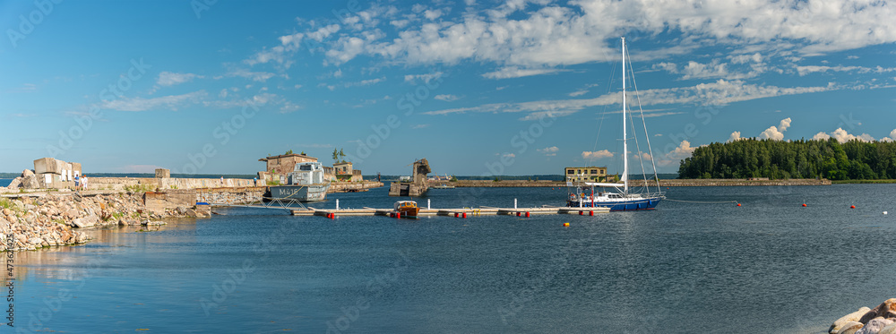 View of Hara Harbour (Hara sadam) ,Old secret soviet submarine harbor at northern Estonia, Lahemaa, Estonia