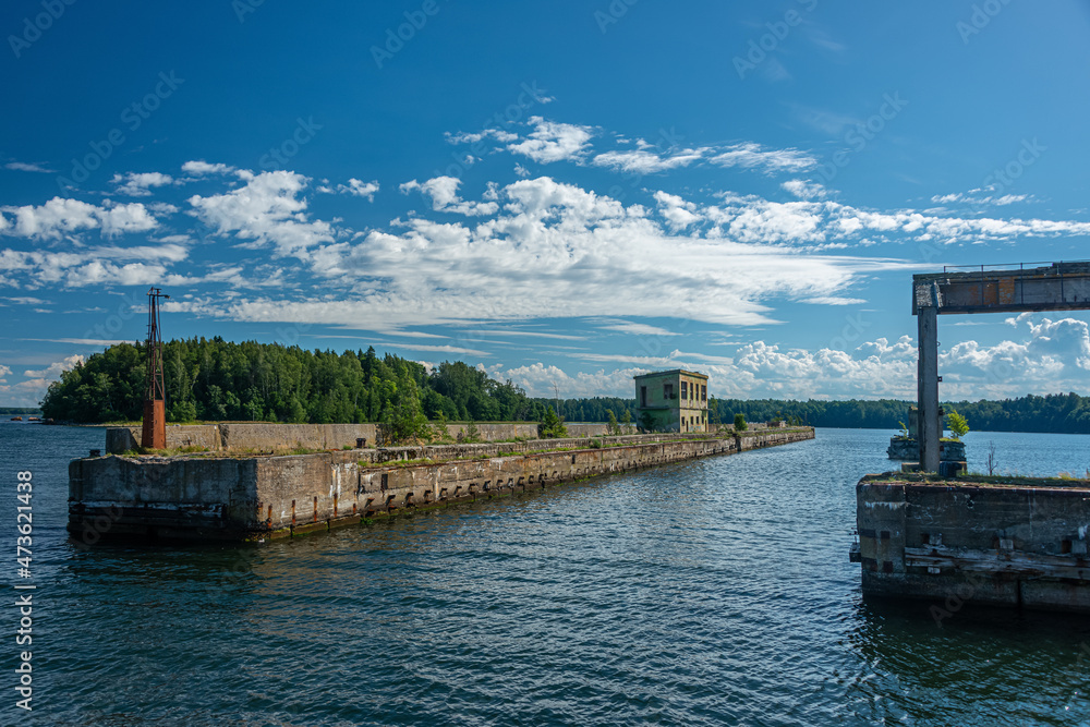 View of Hara Harbour (Hara sadam) ,Old secret soviet submarine harbor at northern Estonia, Lahemaa, Estonia