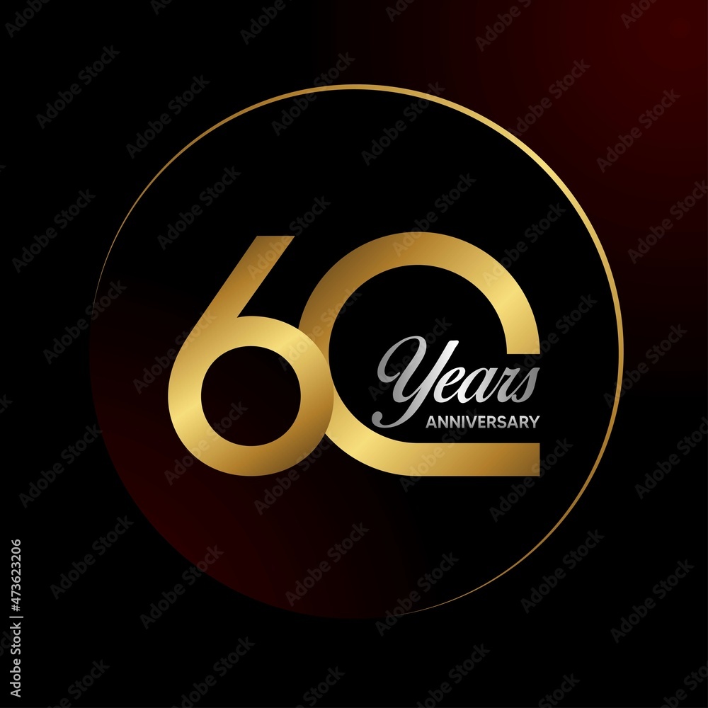 60th anniversary logo. Golden anniversary celebration logo design for