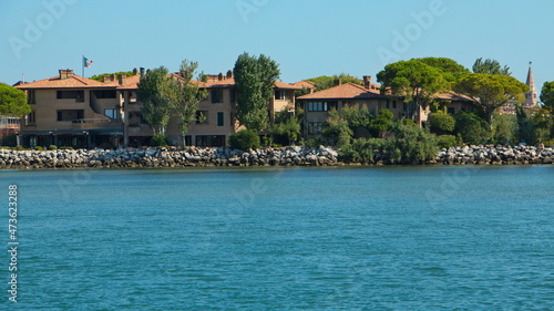 View of Grado from the lagoon, Italy, Europe
