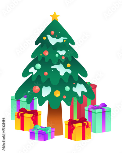 christmas tree vector and gifts