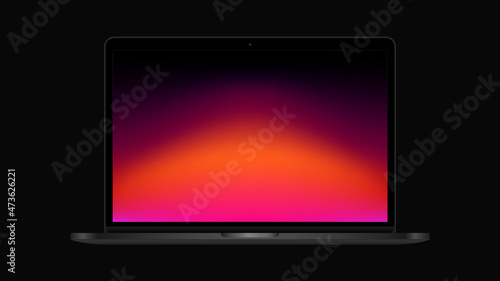 Red Screen, Realistic Laptop Mockup. Vector illustration