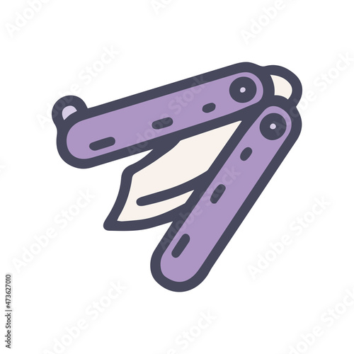 butterfly knife color vector doodle simple icon