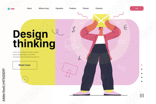Startup illustration, website landing template. Concept of building new business