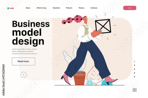 Startup illustration, website landing template. Concept of building new business