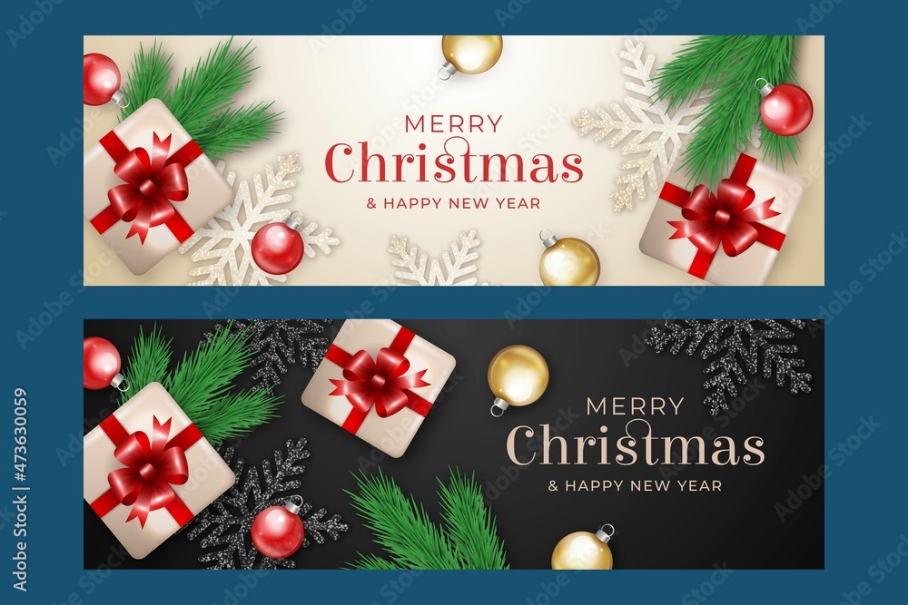 realistic christmas banners vector design illustration