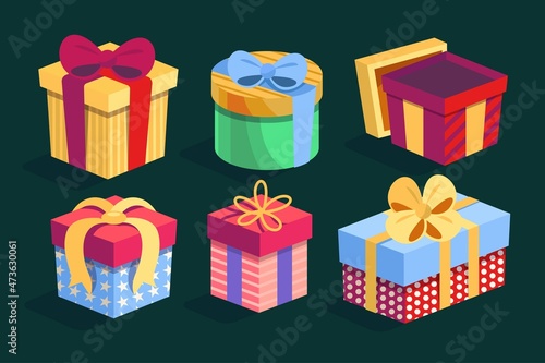 flat christmas gift collection vector design illustration