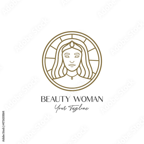 Beauty woman face logo design