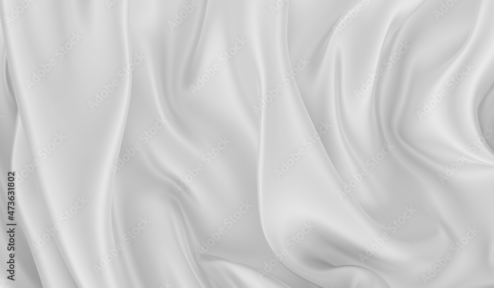 Beautiful flowing fabric of white wavy silk or satin. 3d rendering image. Beautiful flowing fabric of white wavy silk or satin. 3d rendering image.