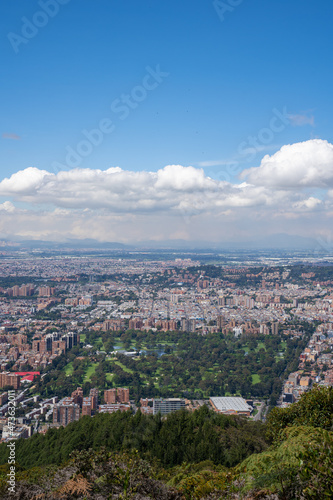 Usaquen locality, Bogota, Colombia, December 4, 2021. View of the Country Club De Bogota from the mountains.