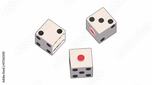 サイコロ　1，2，3の目