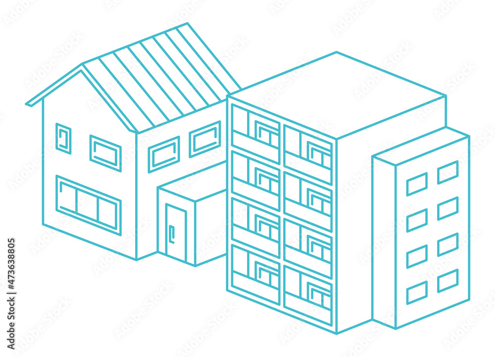 新築の戸建て住宅とアパート(マンション又は集合住宅) 新築の戸建て住宅とアパート(マンション又は集合住宅)