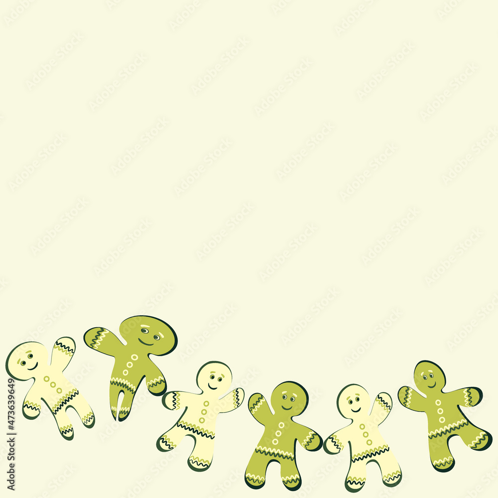 Fototapeta premium a frame of ginger cookies. Gingerbread men. Design element
