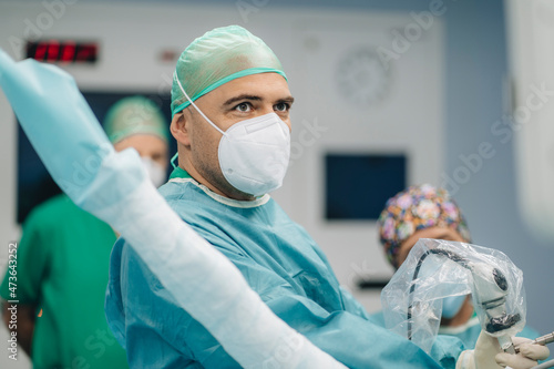 Orthopedic surgeon at work in hospital photo