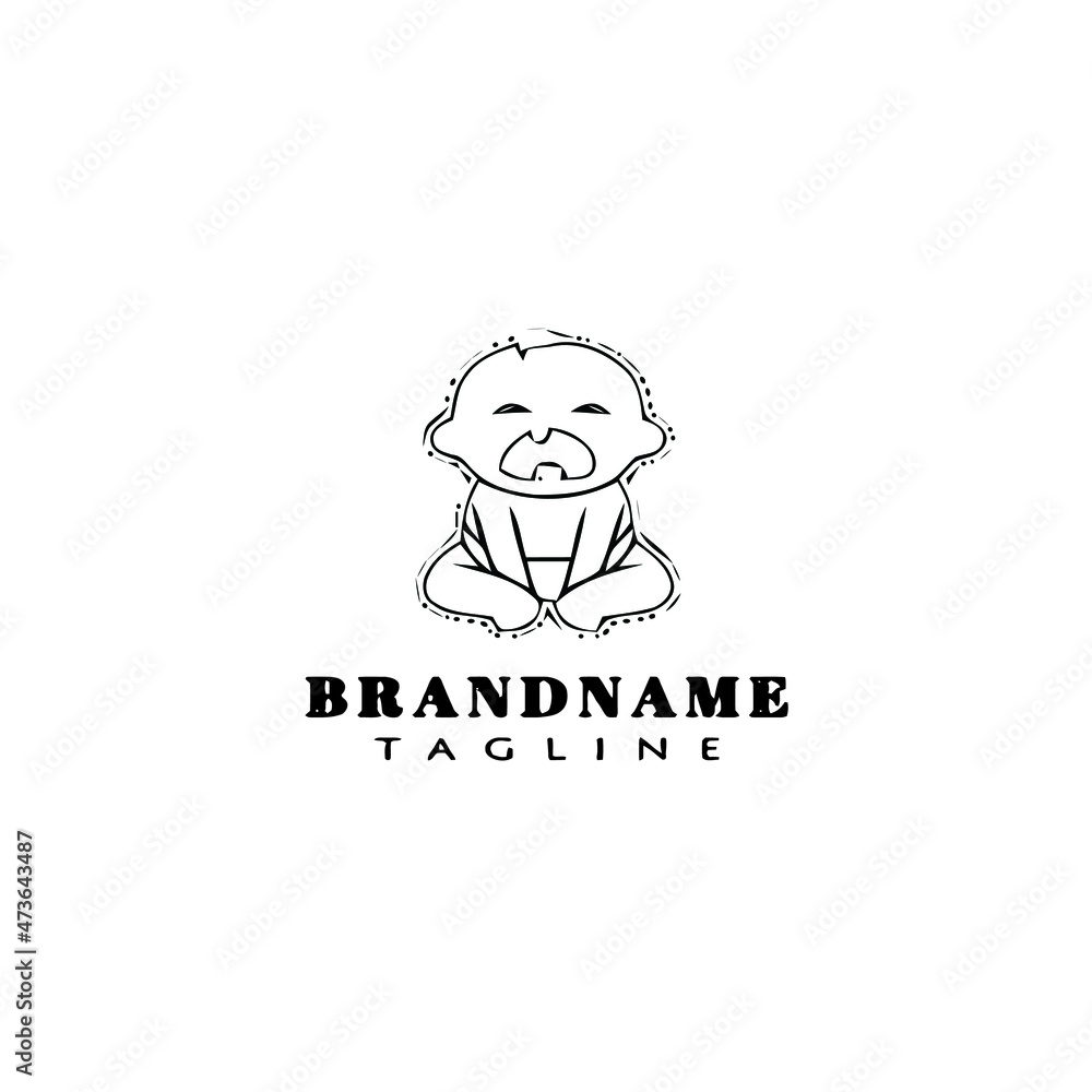 baby face character logo flat icon design template black isolated vector illustration