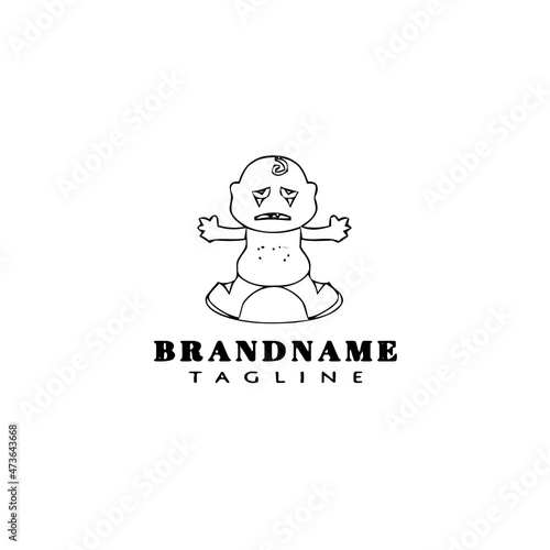 cute baby face character logo cartoon icon design template black isolated vector illustration
