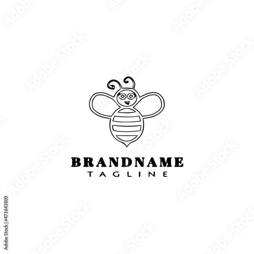 bee logo icon design template black isolated vector cartoon