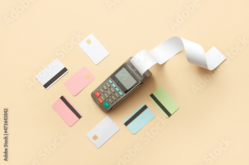 Payment terminal with cards and receipt photo