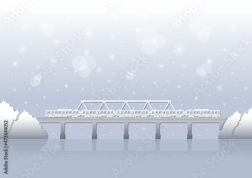 街並みの雪景色のイラスト