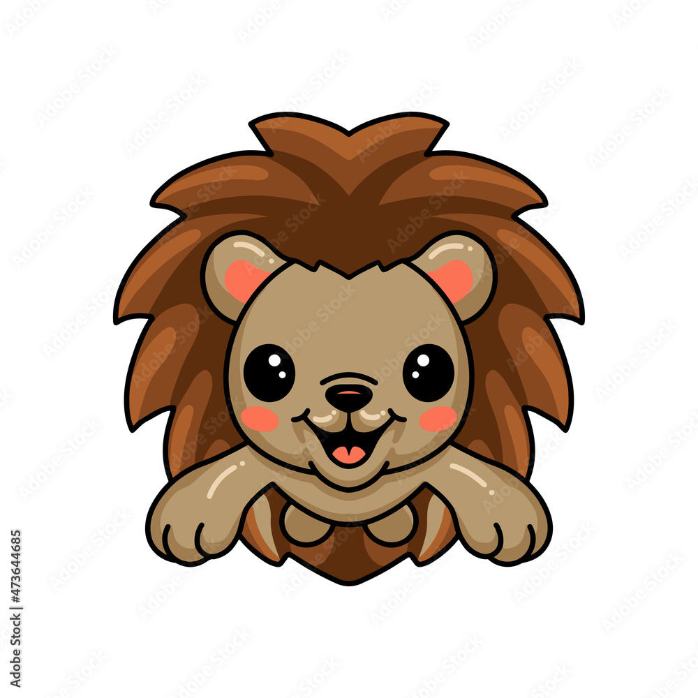 Obraz premium Cute little hedgehog cartoon jumping