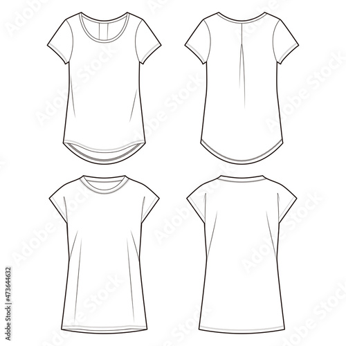 Women's basic top fashion vector sketch, Apparel template