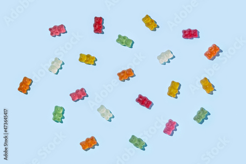 Scattered gummy bears photo