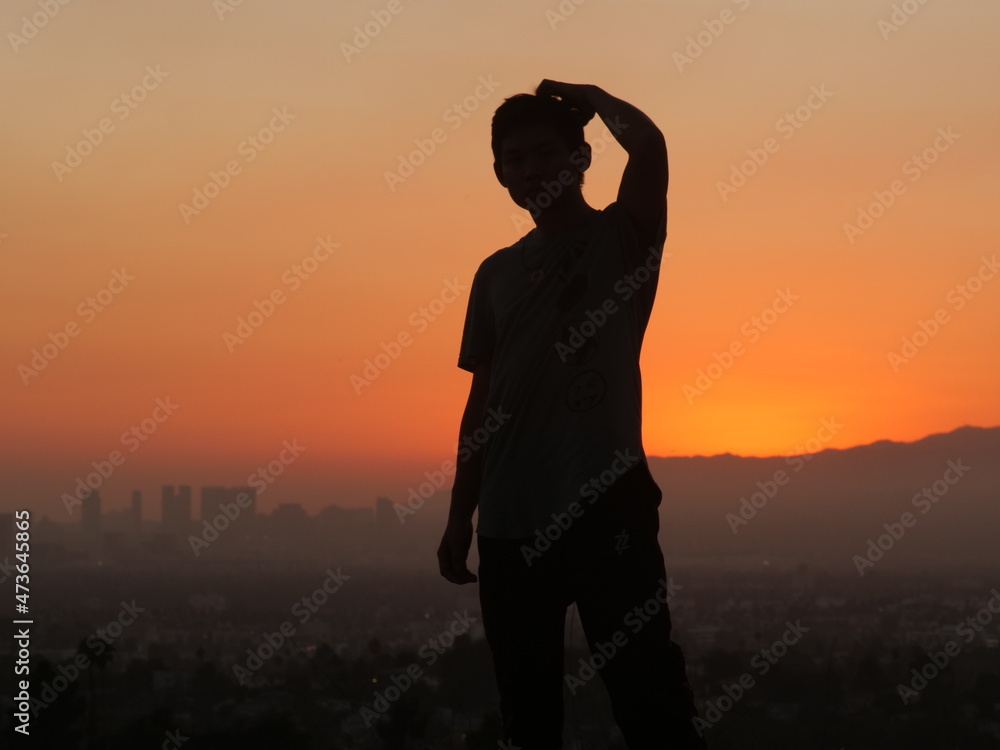 Man silhouette during sunset