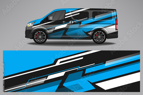 Car wrap design race livery vehicle vector. Graphic stripe racing background kit designs for vehicle, race car, rally, adventure and livery