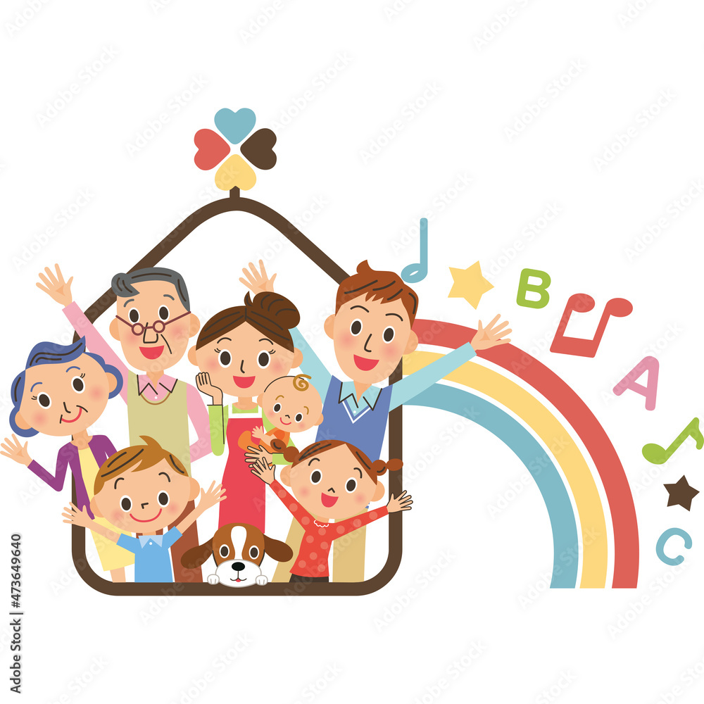 家仲良し三世代家族幸せ虹stock Vector Adobe Stock