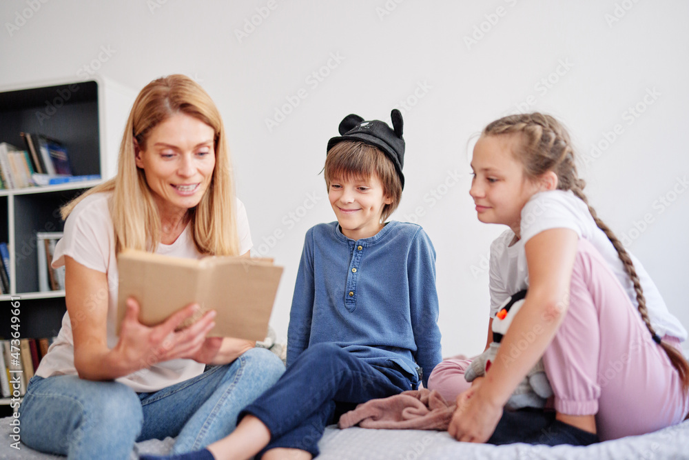 Mother spending time with children at home Mother spending time with children at home