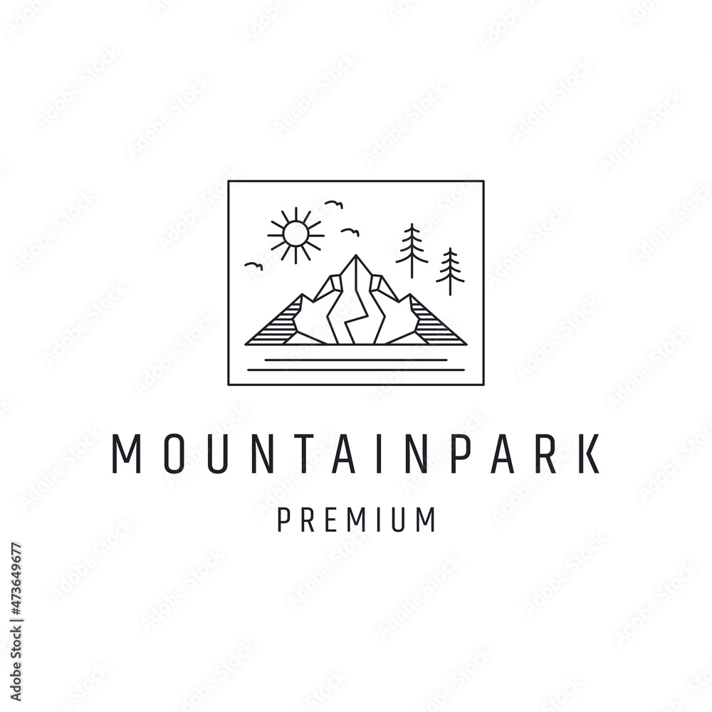 Mountain Logo design with Line Art On White Backround