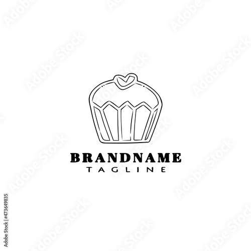 delicious cupcake logo cartoon icon design template black isolated vector illustration