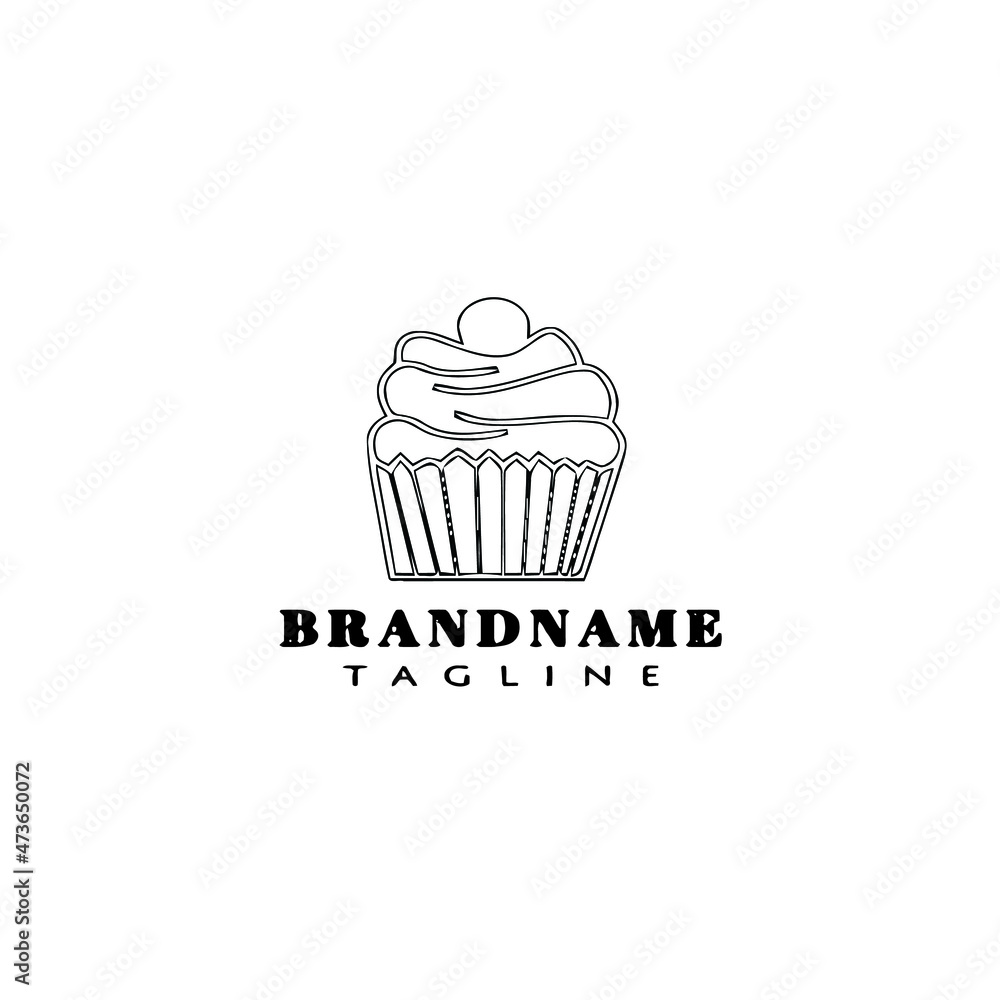 cupcake logo cartoon icon design template black isolated vector cute