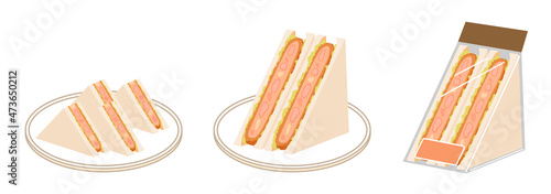 エビカツサンドのセット　三角