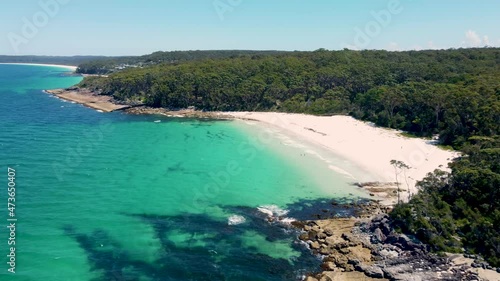 4K drone footage flying over Greenfield beach in NSW, Australia