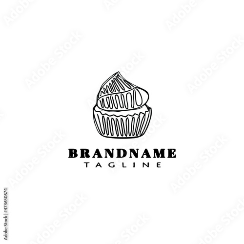 cupcake logo cartoon icon creative template black isolated vector illustration