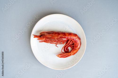 Red prawn top view

