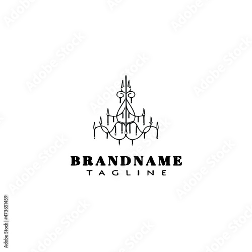 crystal chandelier cartoon logo template icon design black isolated illustration
