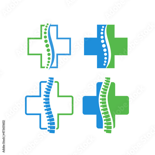 Chiropractic With Medical Cross Logo Design Vector Set