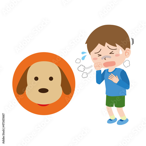 犬アレルギーで咳が出る男の子