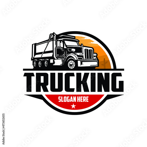 Perfect logo for trucking and freight related industry. Trucking dump truck tipper truck company logo