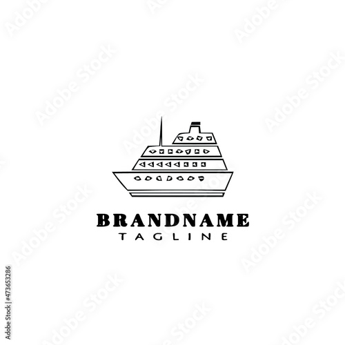 unique ship logo cartoon icon design template black isolated vector illustration