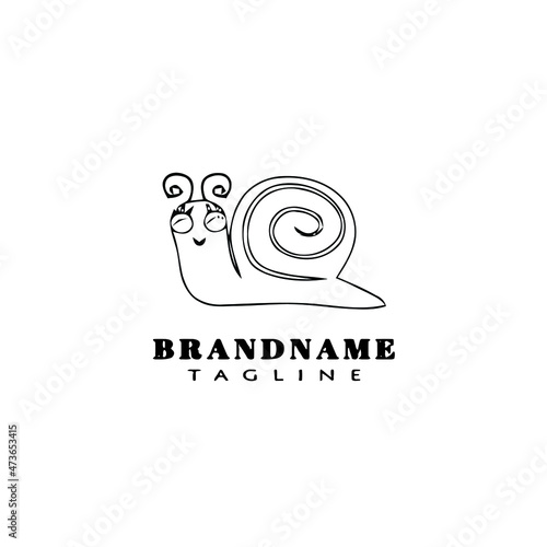 snail logo cartoon icon design template black isolated vector illustration