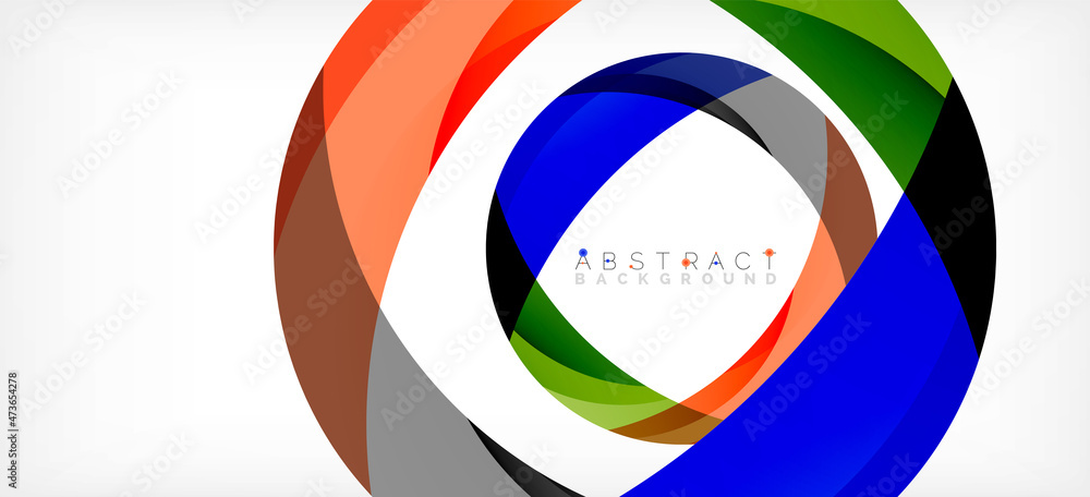 Color circle shapes, minimal geometric background. Trendy dynamic composition. Vector Illustration For Wallpaper, Banner, Background, Landing Page Color circle shapes, minimal geometric background. Trendy dynamic composition. Vector Illustration For Wallpaper, Banner, Background, Landing Page