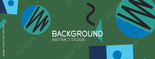 Abstract background. Blocks, lines, triangles, circles composition. Techno or business concept for wallpaper, banner, background, landing page