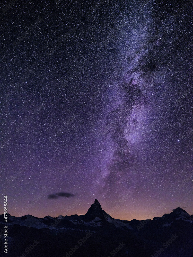 Matterhorn mountain range at night Matterhorn mountain range at night